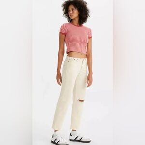 LEVIS WEDGIE STRAIGHT RIPPED WAISTBAND JEANS